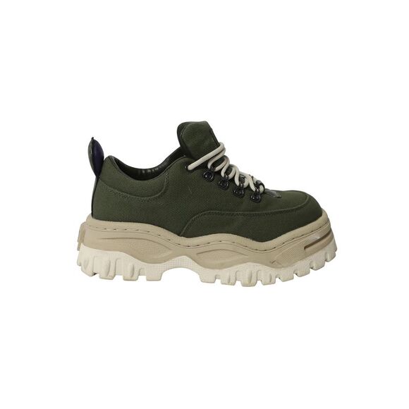 Eytys Chunky Angel Sneakers in Army Green Canvas - Picture 1 of 9